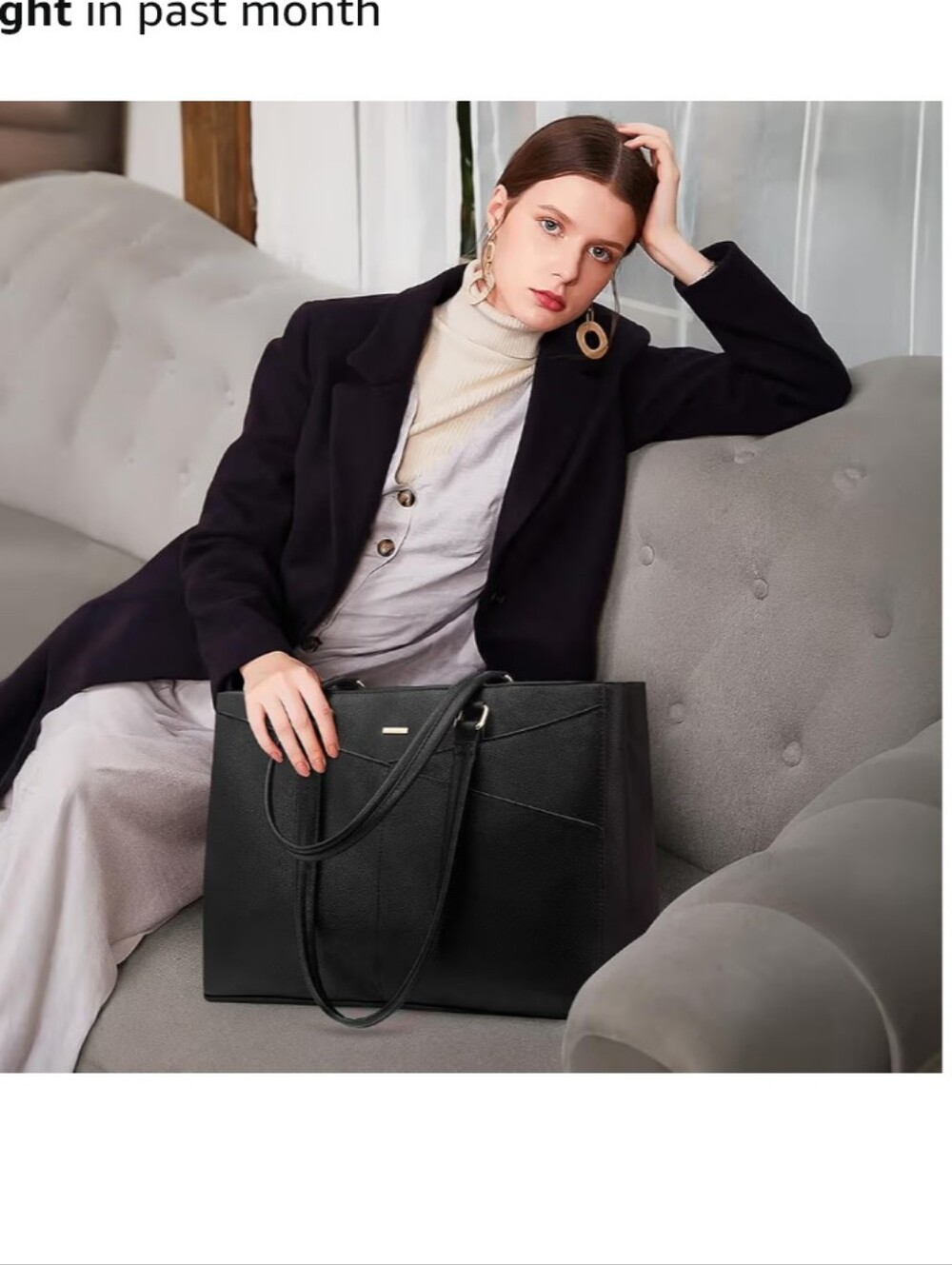 Lovevook Classic Black Structured Tote Bag